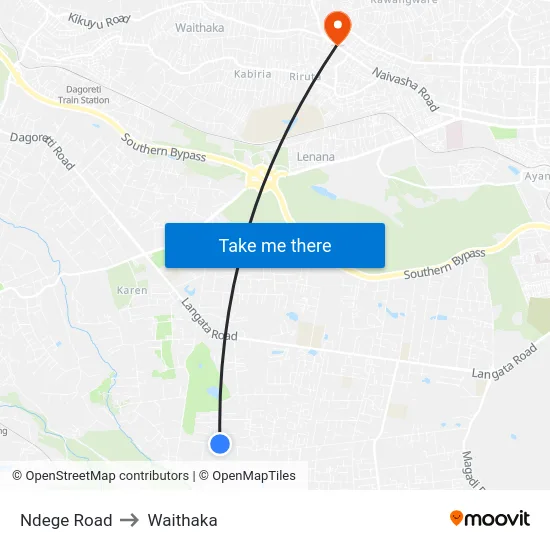Ndege Road to Waithaka map