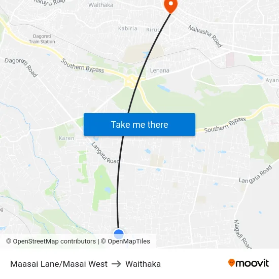 Maasai Lane/Masai West to Waithaka map