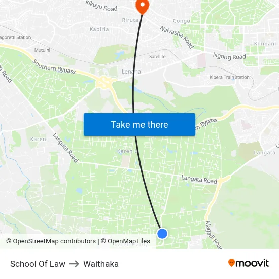 School Of Law to Waithaka map