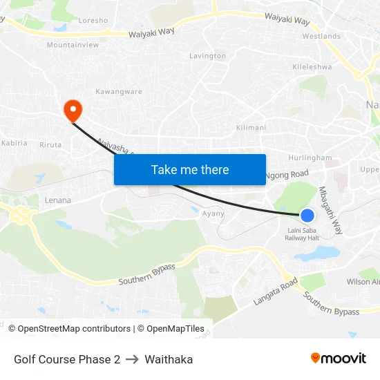 Golf Course Phase 2 to Waithaka map