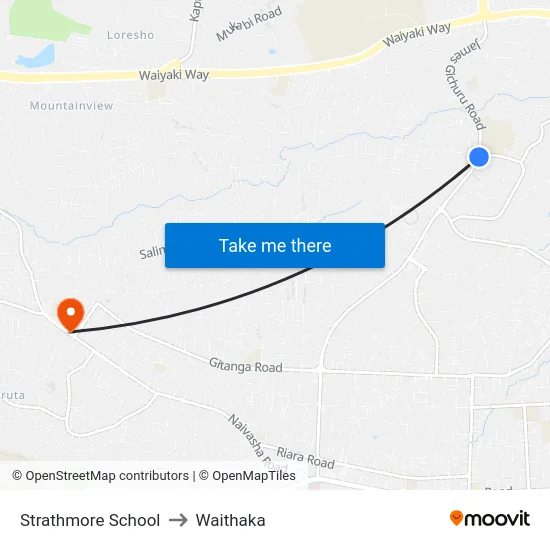 Strathmore School to Waithaka map