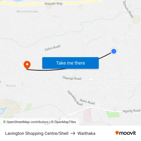 Lavington Shopping Centre/Shell to Waithaka map