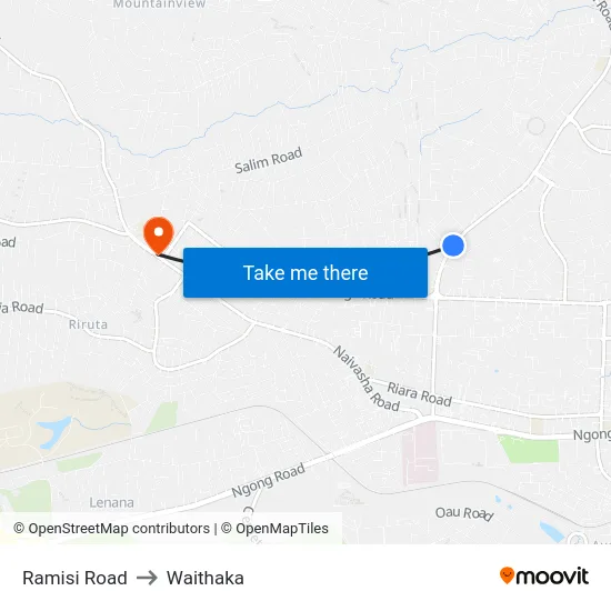 Ramisi Road to Waithaka map