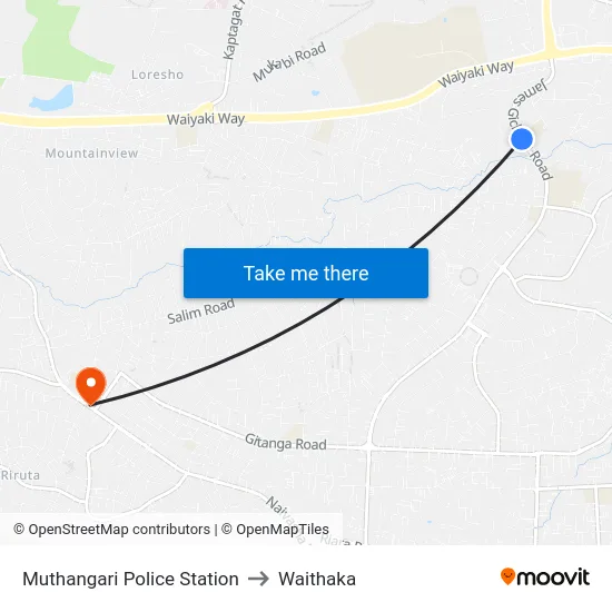 Muthangari Police Station to Waithaka map