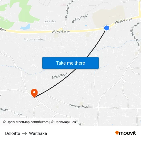 Deloitte to Waithaka map
