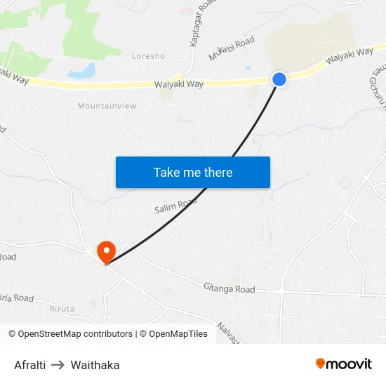 Afralti to Waithaka map
