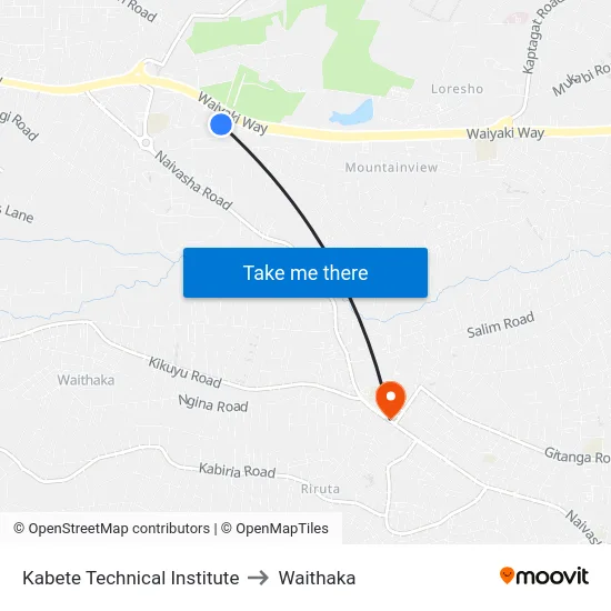 Kabete Technical Institute to Waithaka map