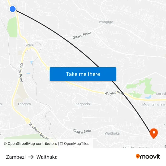 Zambezi to Waithaka map