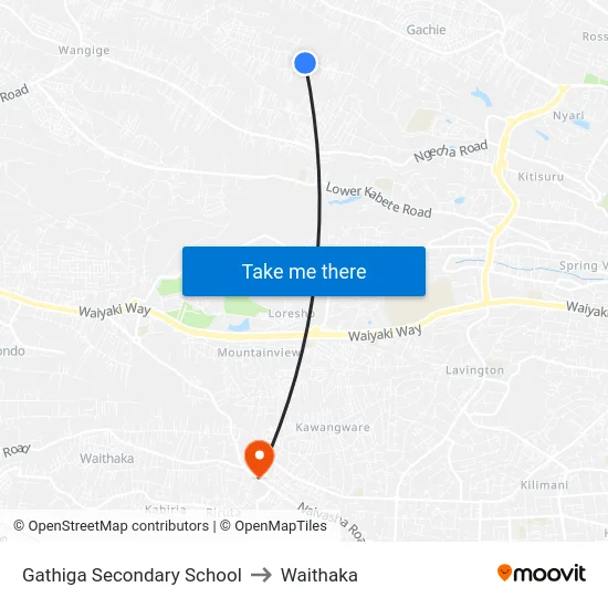 Gathiga Secondary School to Waithaka map