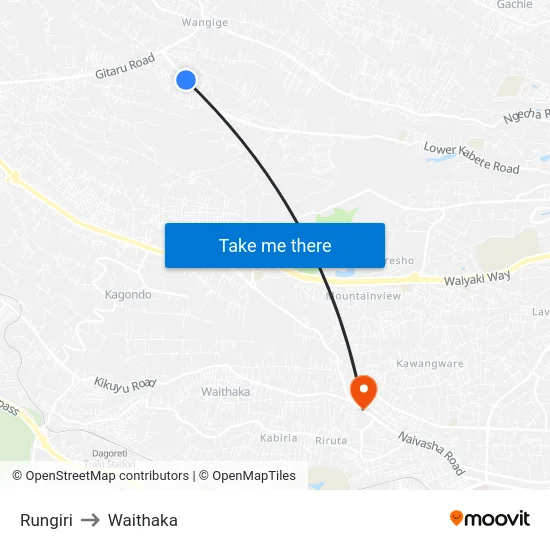 Rungiri to Waithaka map