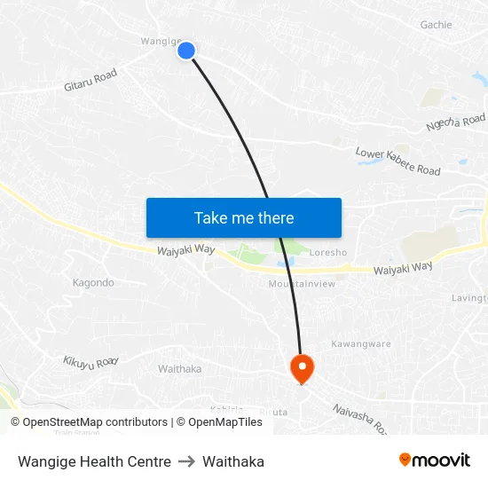 Wangige Health Centre to Waithaka map
