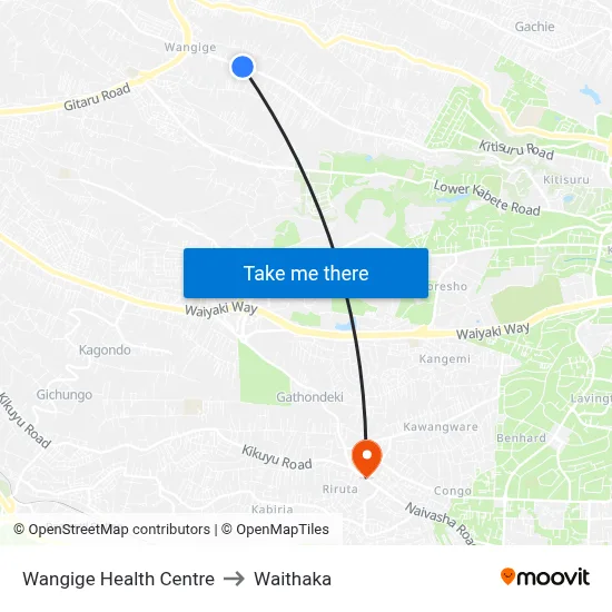 Wangige Health Centre to Waithaka map