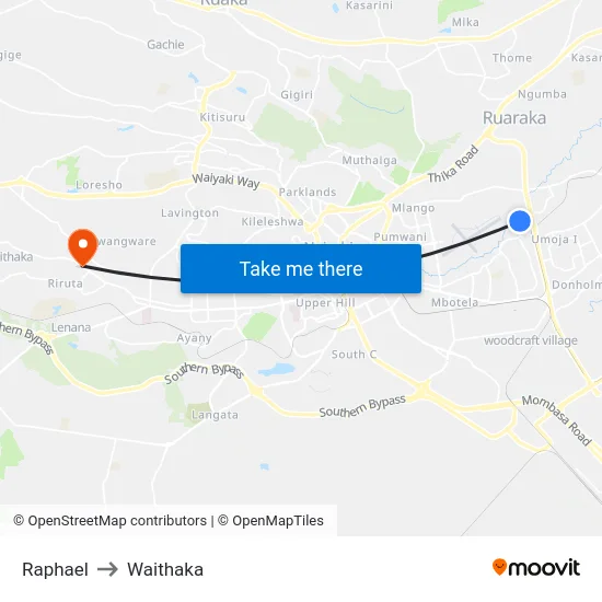 Raphael to Waithaka map