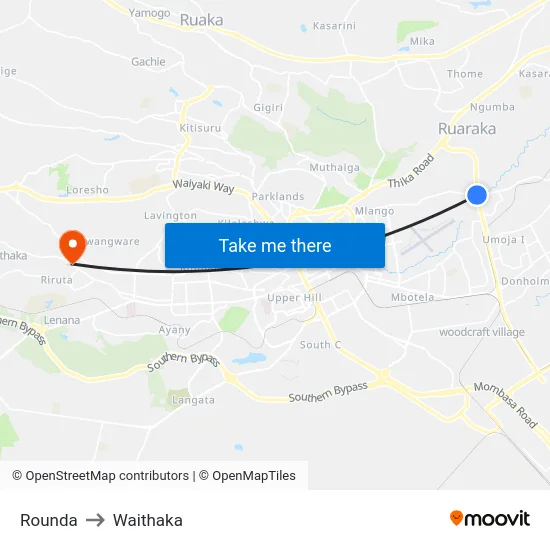 Rounda to Waithaka map