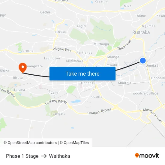 Phase 1 Stage to Waithaka map