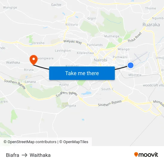 Biafra to Waithaka map