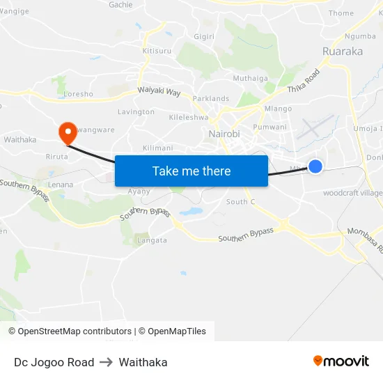 Dc Jogoo Road to Waithaka map