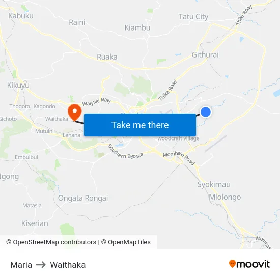 Maria to Waithaka map
