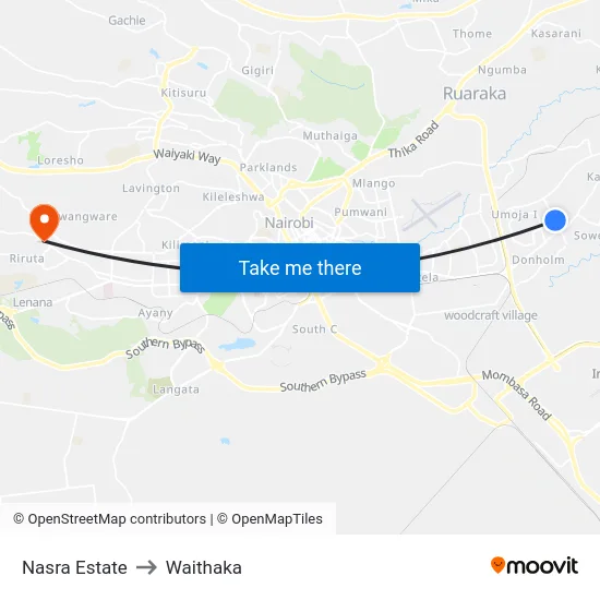 Nasra Estate to Waithaka map