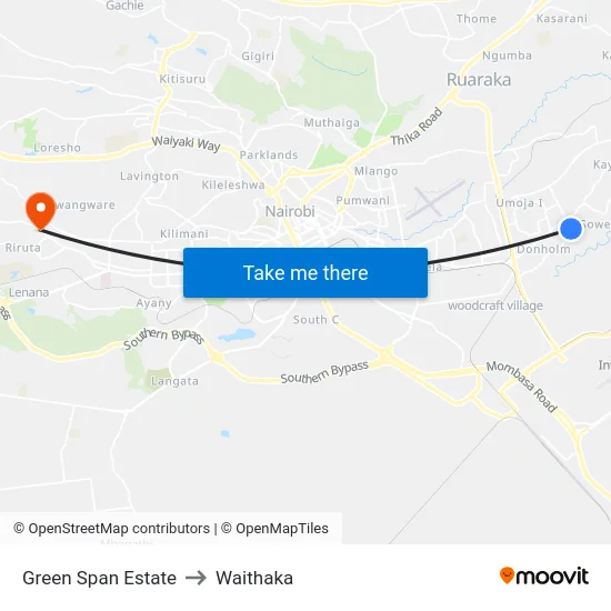 Green Span Estate to Waithaka map
