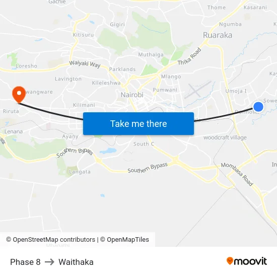 Phase 8 to Waithaka map