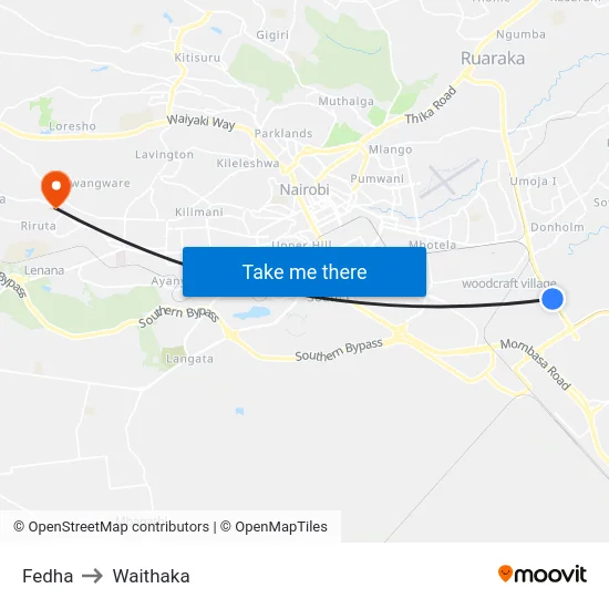 Fedha to Waithaka map