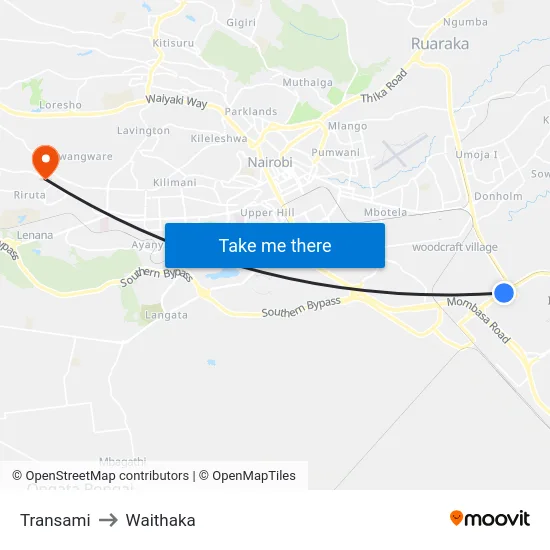 Transami to Waithaka map