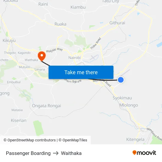 Passenger Boarding to Waithaka map