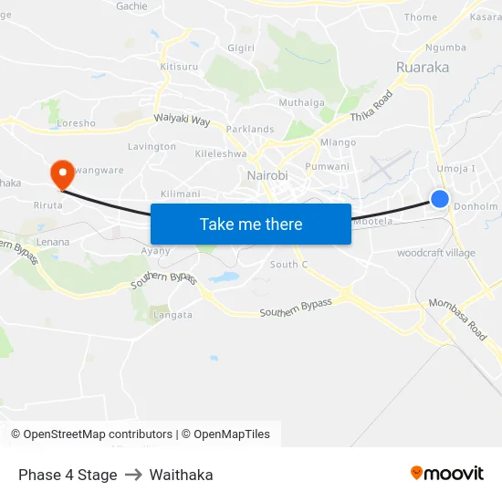 Phase 4 Stage to Waithaka map