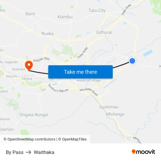By Pass to Waithaka map