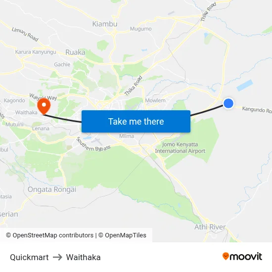 Quickmart to Waithaka map
