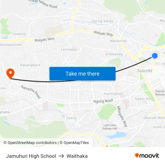 Jamuhuri High School to Waithaka map
