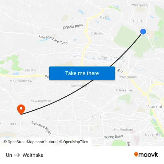 Un to Waithaka map