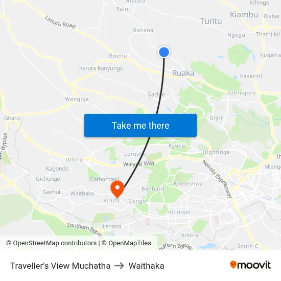 Traveller's View Muchatha to Waithaka map