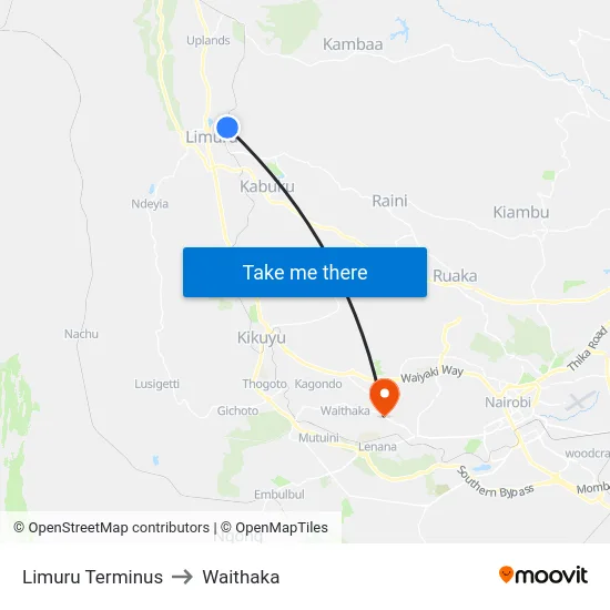 Limuru Terminus to Waithaka map