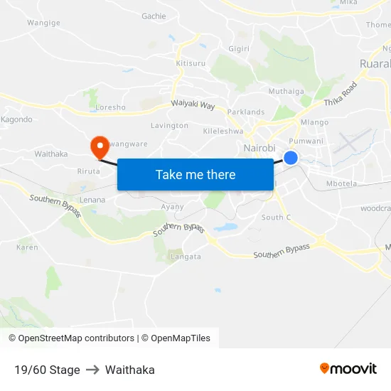 19/60 Stage to Waithaka map