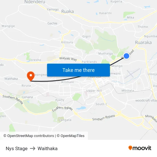 Nys Stage to Waithaka map