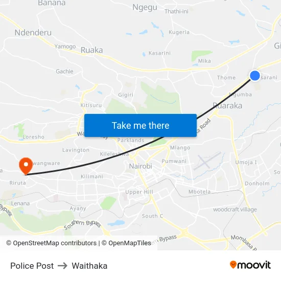 Police Post to Waithaka map