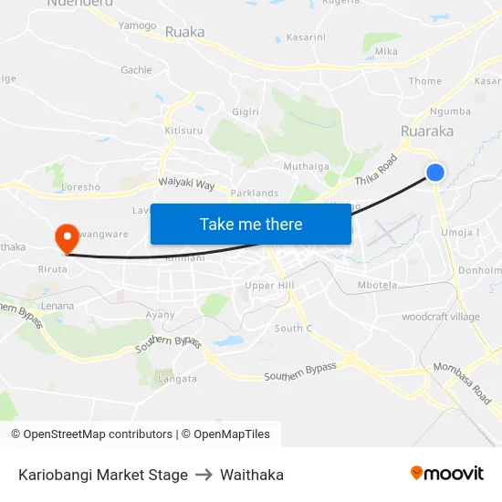 Kariobangi Market Stage to Waithaka map