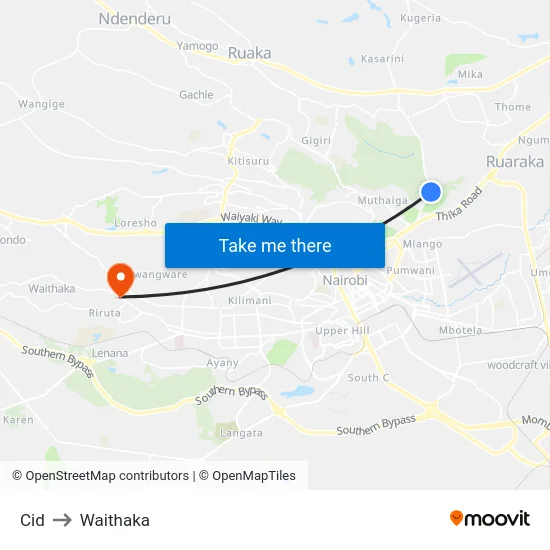Cid to Waithaka map