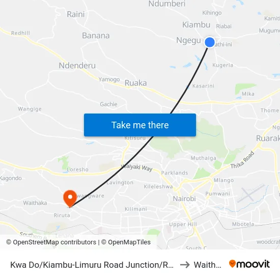 Kwa Do/Kiambu-Limuru Road Junction/Red Nova to Waithaka map