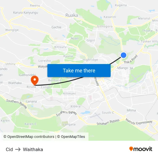 Cid to Waithaka map