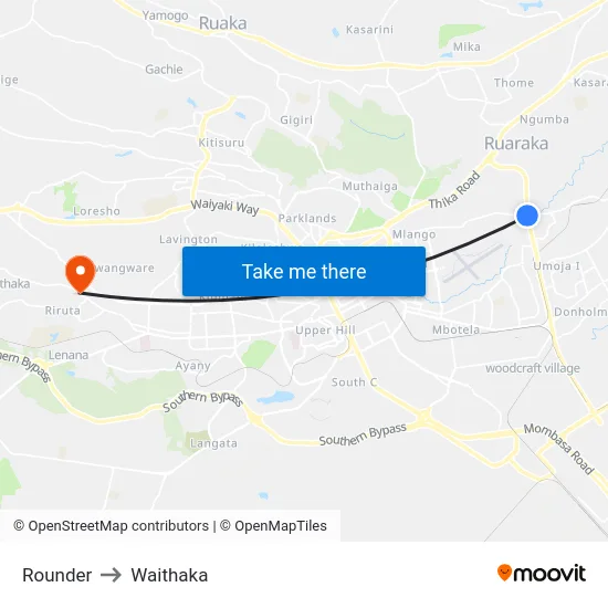 Rounder to Waithaka map