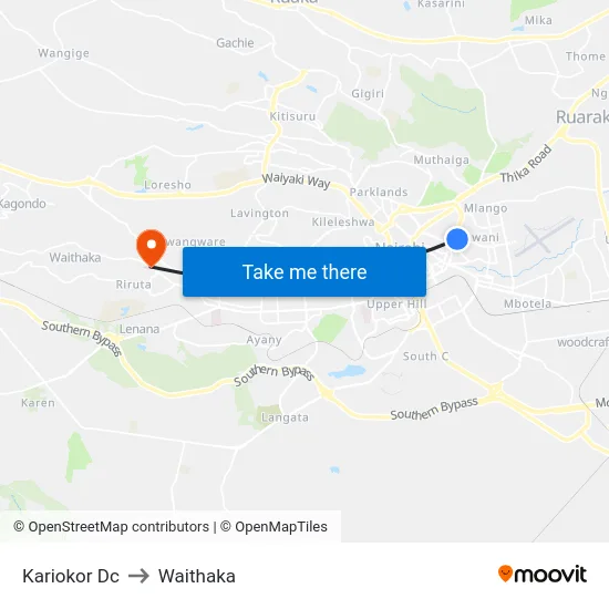 Kariokor Dc to Waithaka map