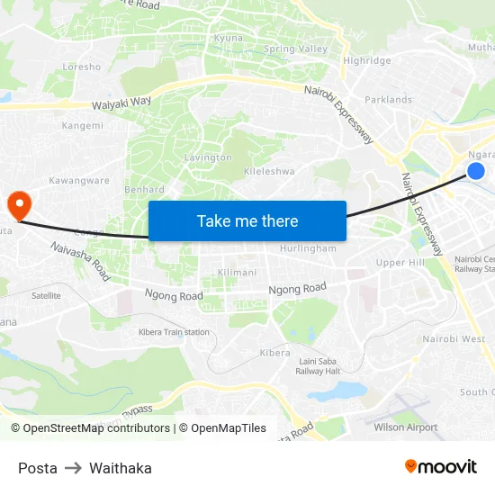 Posta to Waithaka map