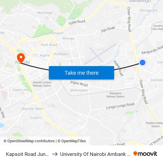 Kapsoit Road Junction to University Of Nairobi Ambank House map