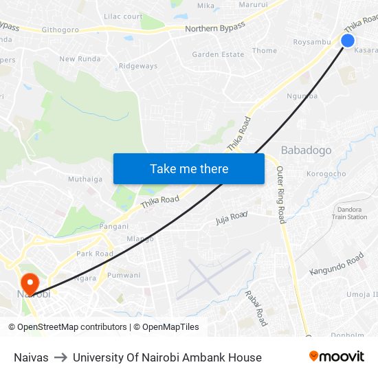 Naivas to University Of Nairobi Ambank House map