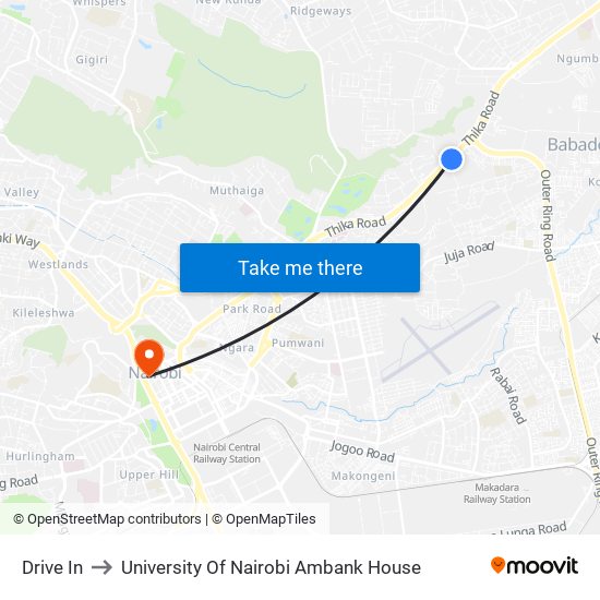 Drive In to University Of Nairobi Ambank House map