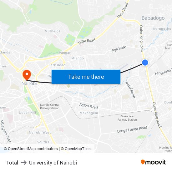 Total to University of Nairobi map