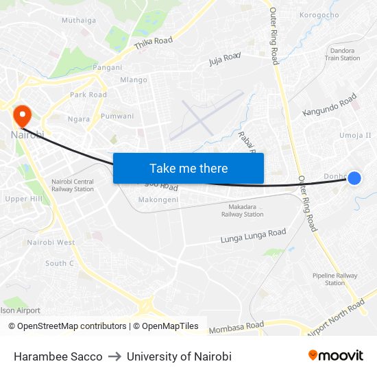 Harambee Sacco to University of Nairobi map